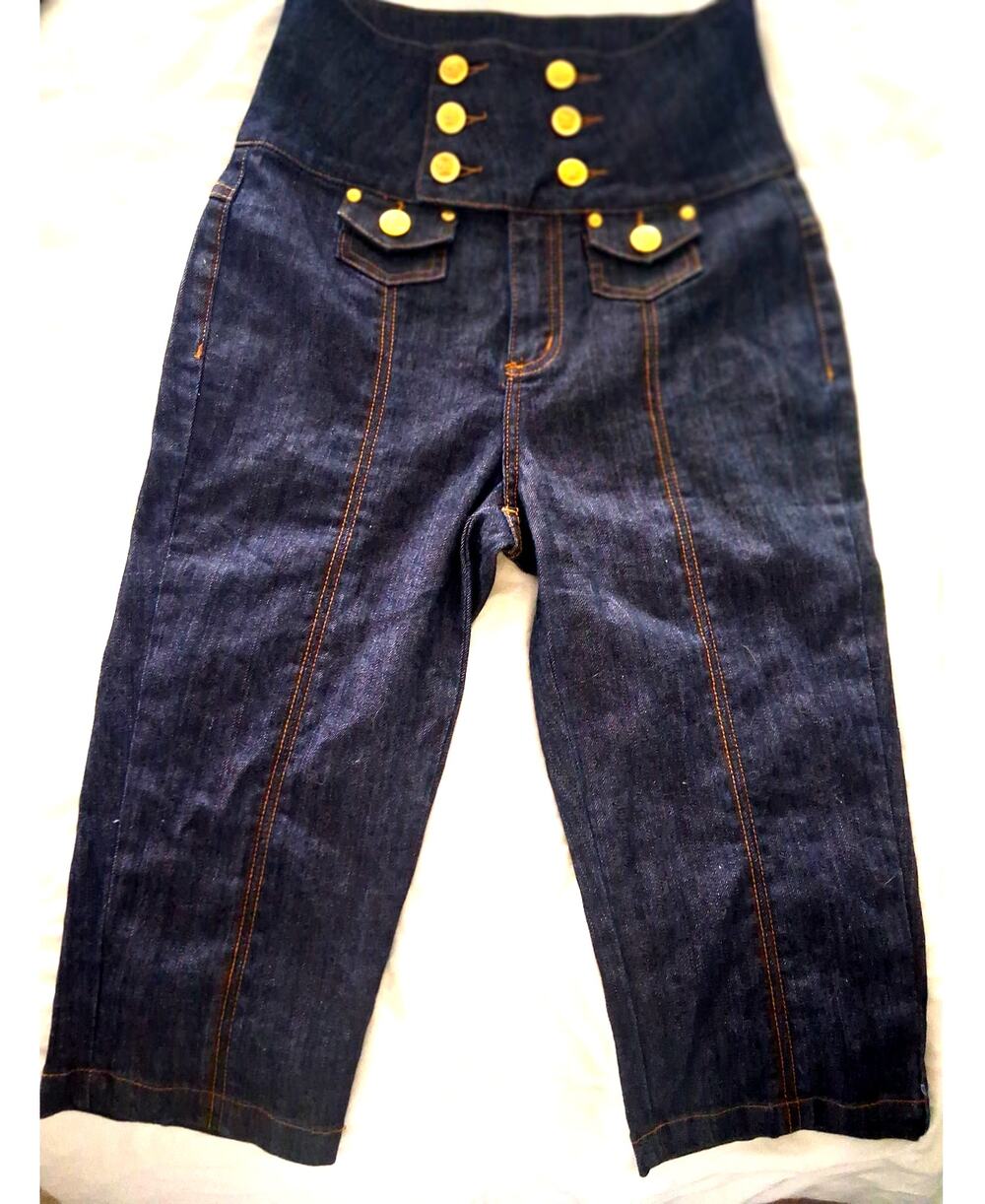 Vintage NWOT ZCO Dark Wash High Waisted Corset Sailor Cropped Jeans Size 9